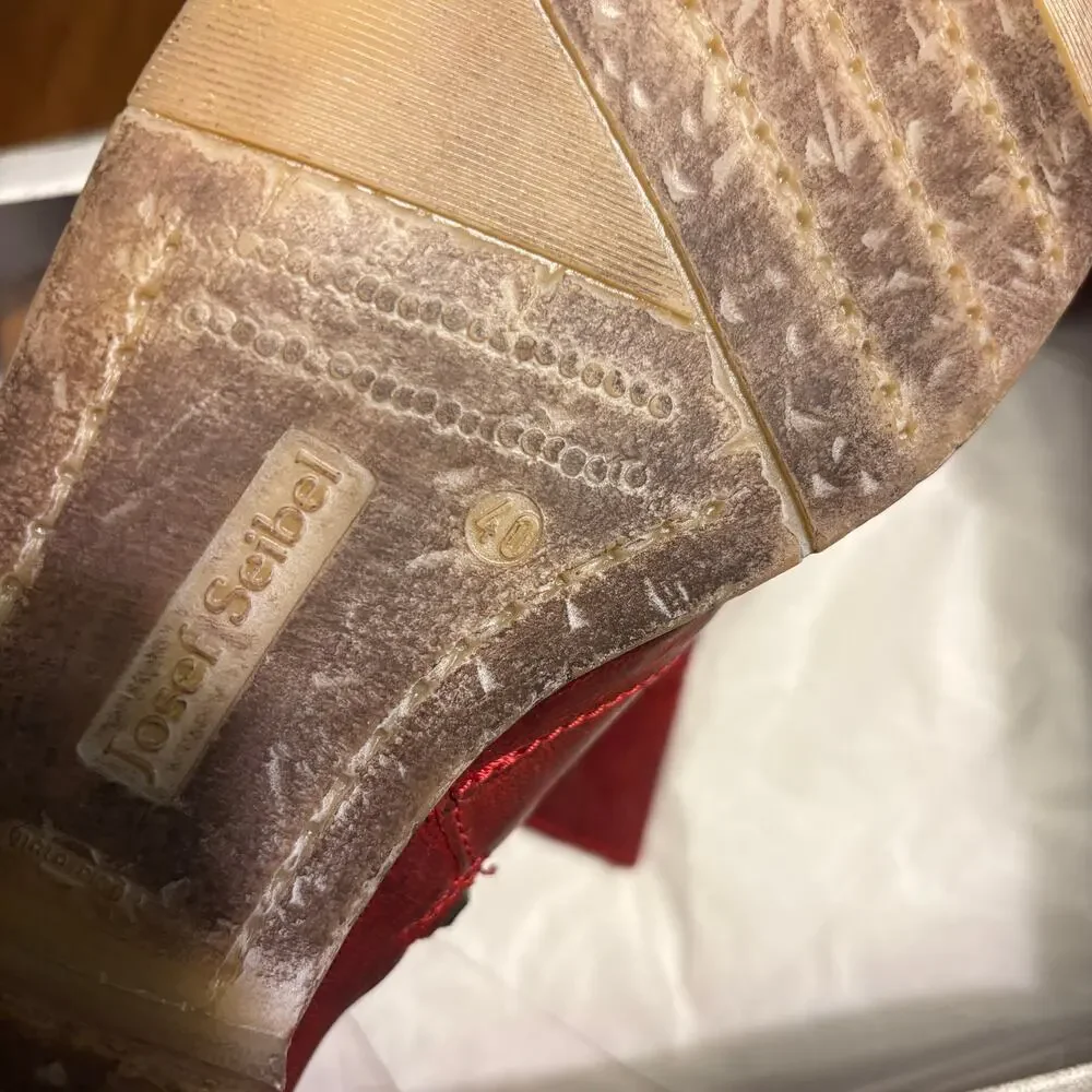 Josef Seibel Sienna 45 Boots 9.5 US 40 EU NWT Red Leather Ankle Booties Comfort